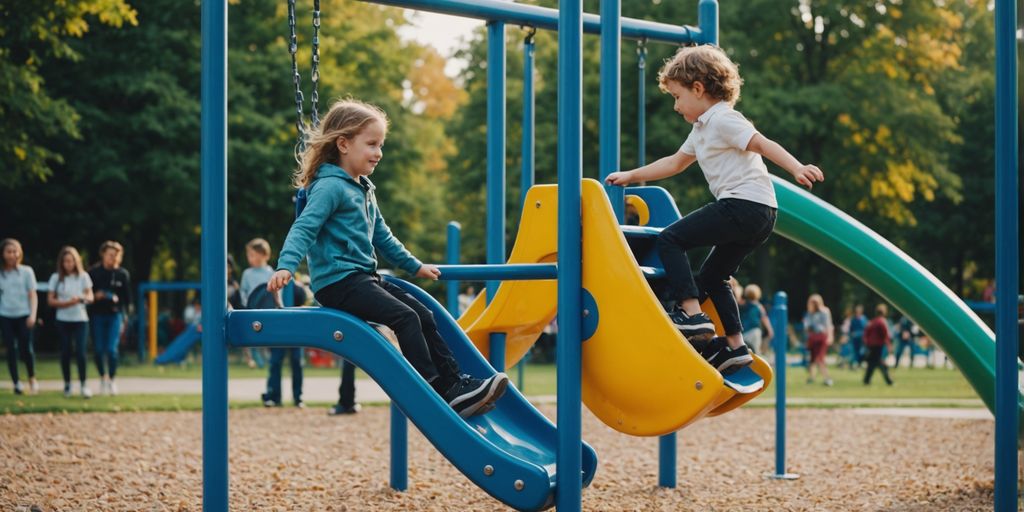 Kids enjoying safe play on updated park structures