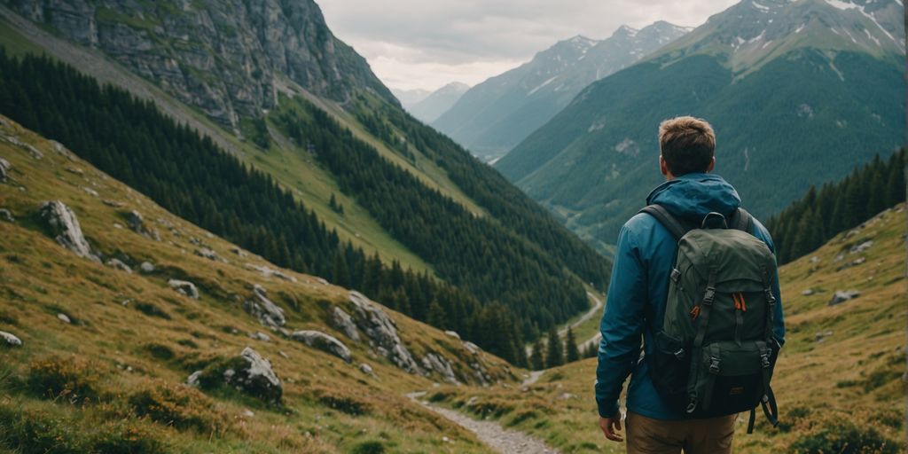 Person hiking alone on a mountain path