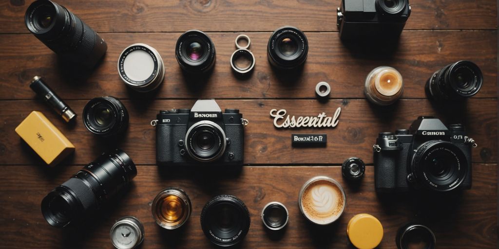 Various essential home items arranged neatly on a table